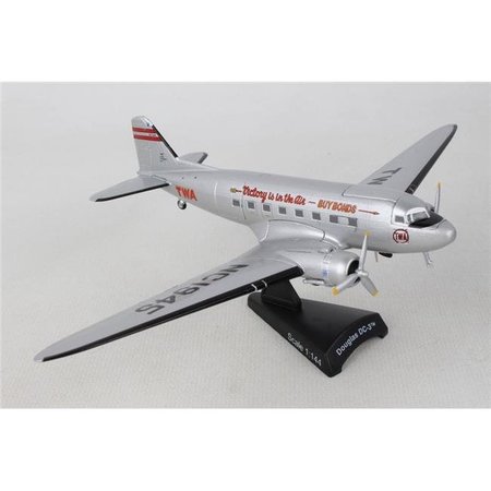 POSTAGE STAMP PLANES Postage Stamp Planes PS5559-4 1 by 144 Scale TWA DC-3 Model Airplane PS5559-4
